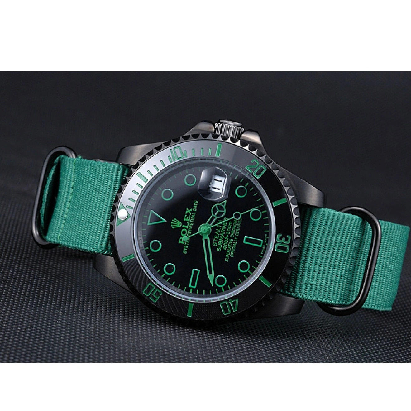 Aaa replica Nylon 622009 Submariner Strap Stealth Green Rolex 1029